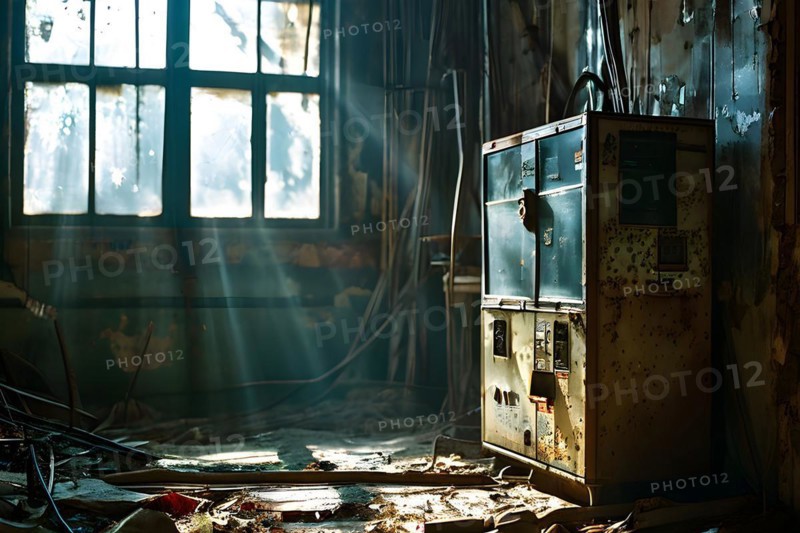 Abandoned x ray room in abandoned hospital, AI generated, hospital, damage, abandoned, ruin, decrepit