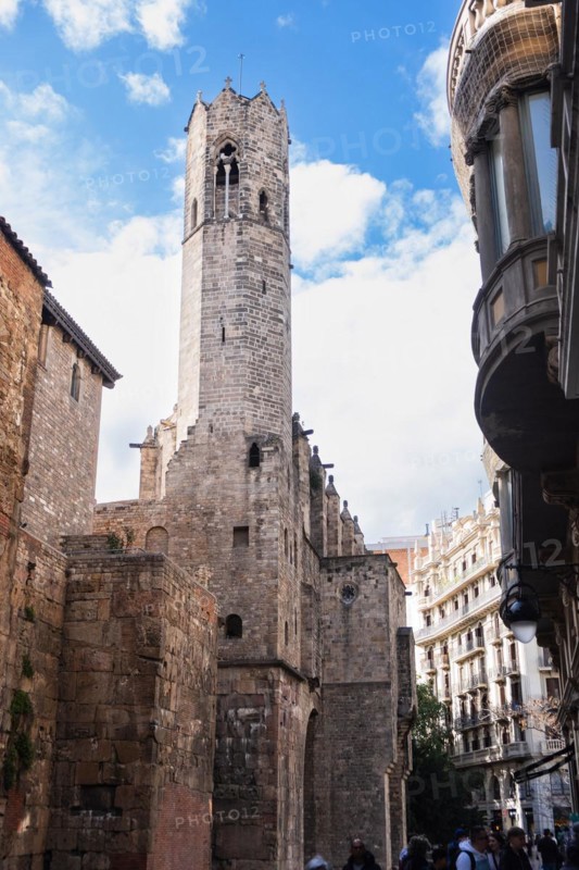 Tower at the cathedral in Barcelona, Spain, Europe