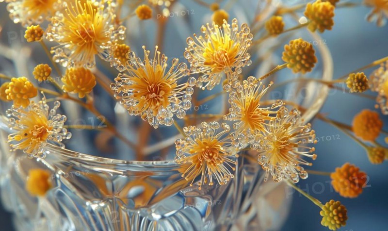 A close-up shot of Mimosa blossoms AI generated