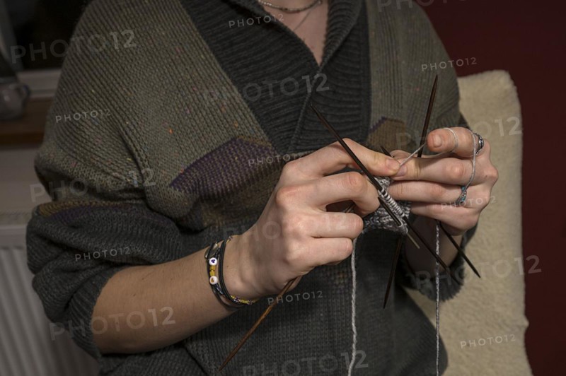 Hands knitting, Mecklenburg-Western Pomerania, Germany, Europe