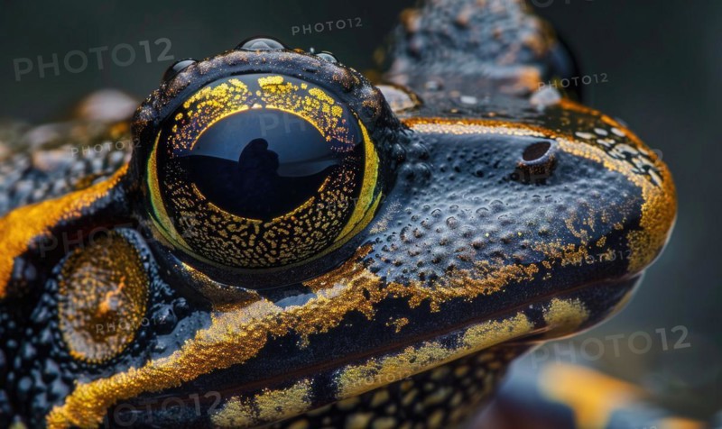 Extreme close-up of Rana arvalis eyes AI generated