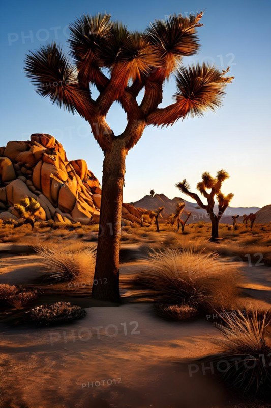 Joshua-tree in the Mojave desert, AI generated