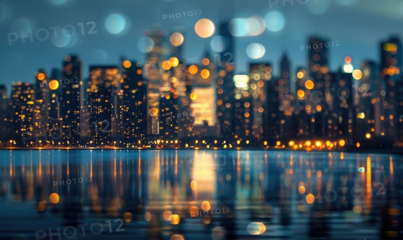 Bokeh lights creating an ethereal backdrop for a nighttime cityscape AI generated
