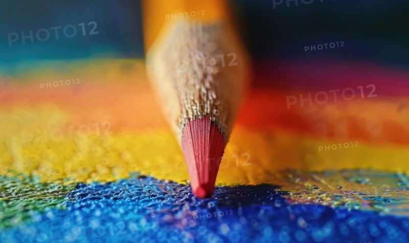 Close-up of a set of colored pencils AI generated