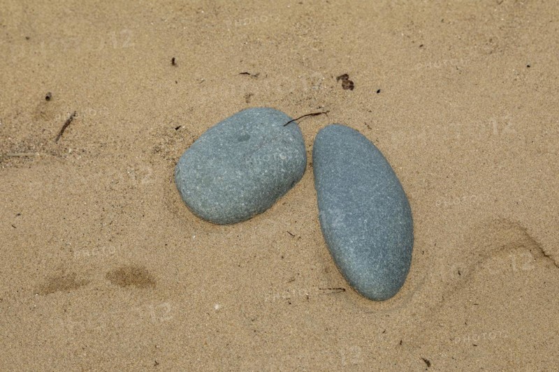 Stones in the sand of the dunes, beach, LLanddwyn Bay, Newborough, Isle of Anglesey, Wales, Great Britain
