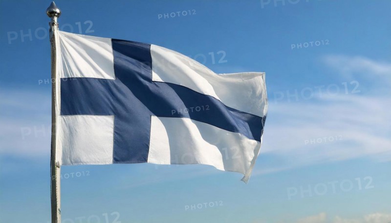 Flag, the national flag of Finland fluttering in the wind