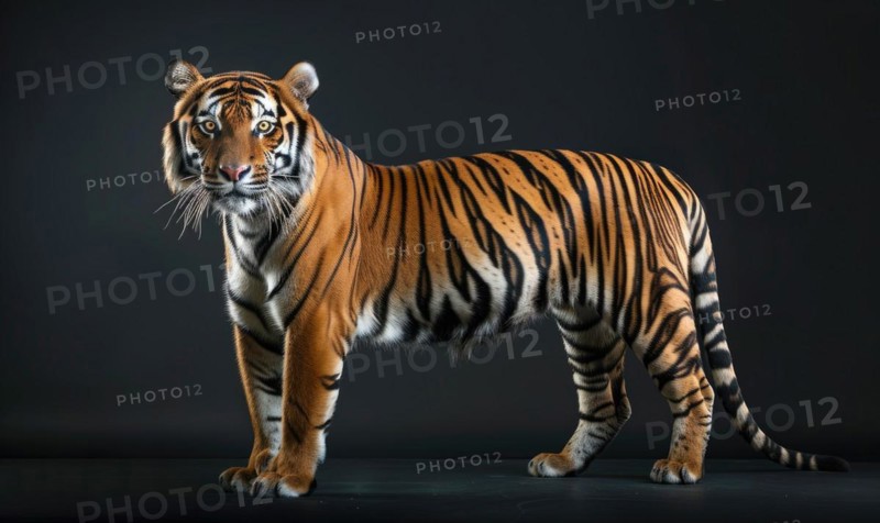A Malayan tiger on black background AI generated