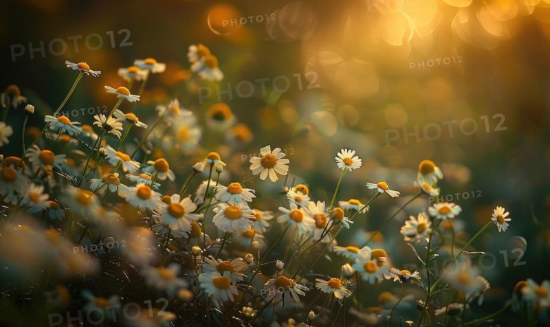 Chamomile plant growing in a garden, spring nature background AI generated