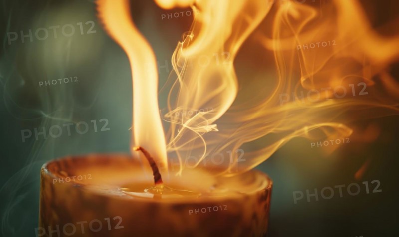 Close-up of a candle flame dancing in the breeze AI generated