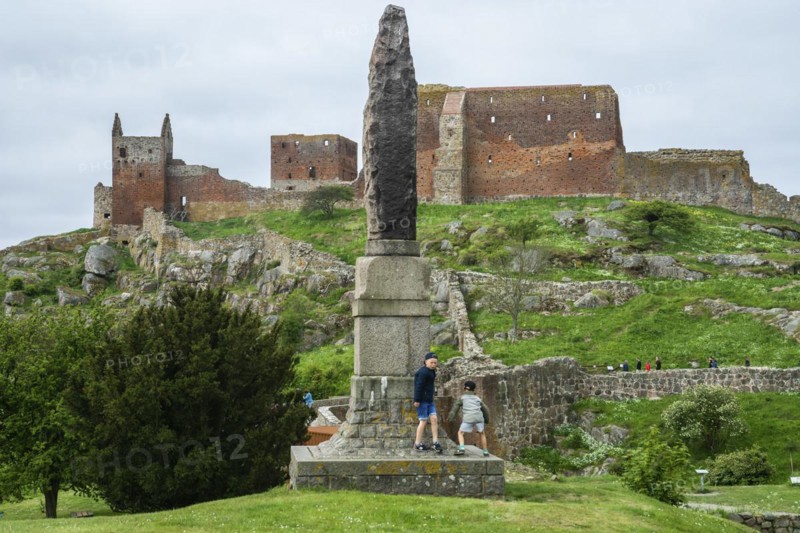 Hammershus was Scandinavia's largest medieval fortification and is one of the largest medieval fortifications in Northern Europe. Now ruin and located on the island Bornholm, Denmark, Baltic Sea, Scandinavia, Europe