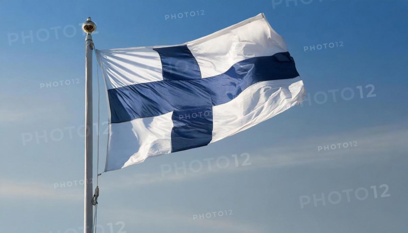 Flag, the national flag of Finland fluttering in the wind
