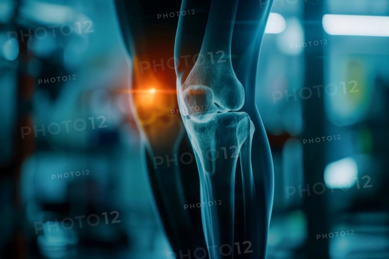Illustration, biomedical visualisation, painful knee joint, osteoarthritis, AI generated, AI generated, AI generated