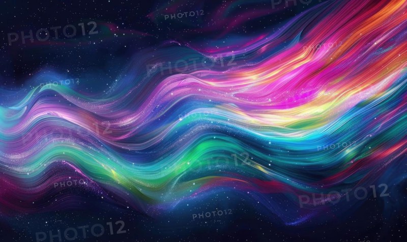 Vivid abstract digital art with flowing waves in a spectrum of colors from red to blue AI generated