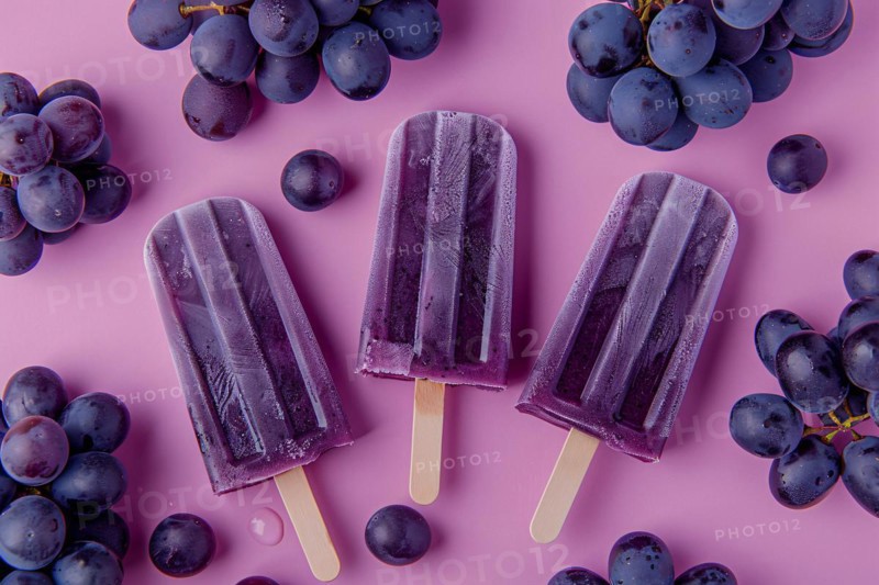 Healthy ice popsicles with fresh grapes. KI generiert, generiert, AI generated
