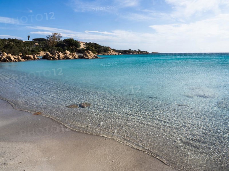 Waves reach the sandy beach, Capriccioli beach, Costa Smeralda, Sardinia, Italy, Europe