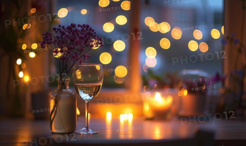 Romantic bokeh lights illuminating a cozy indoor setting AI generated