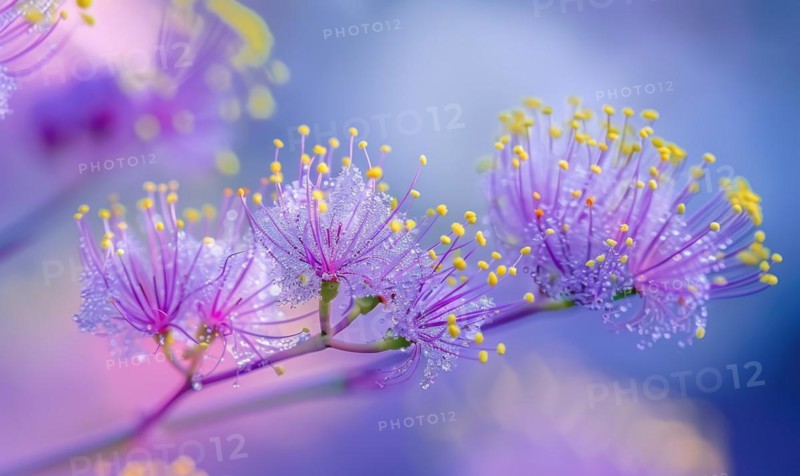Closeup view of violet blossoms AI generated