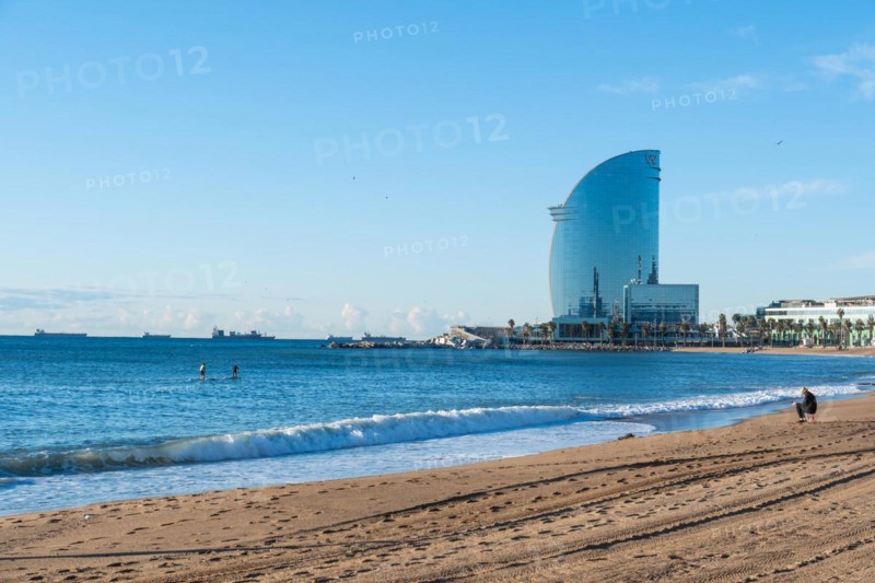 Beach at the Old Harbour in Barcelona, Spain, Europe