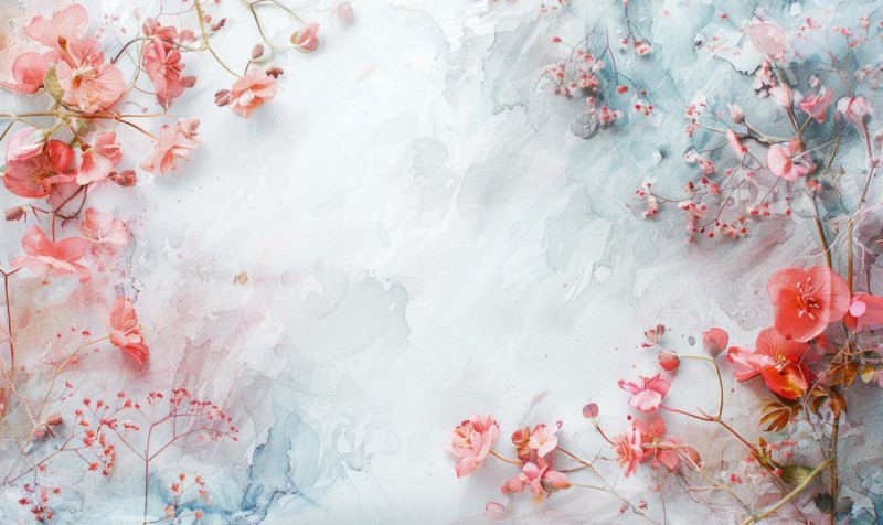 Watercolor flowers and lives, floral background space for text AI generated