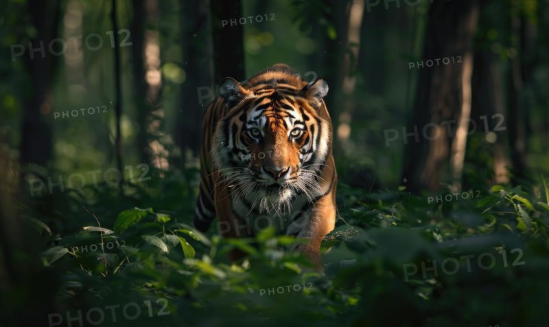 The Siberian tiger in the forest AI generated