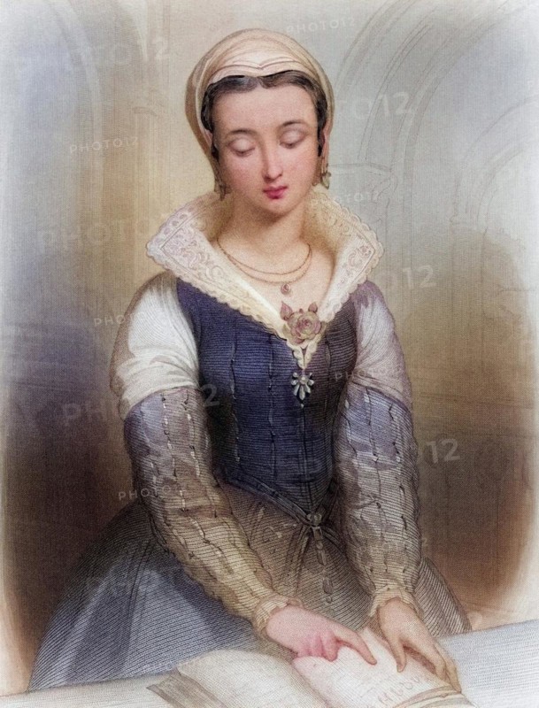 Lady Jane Grey (born 1536/1537 in Bradgate in Leicestershire, died 12 February 1554 in the Tower of London) claimed the title of Queen of England as heiress to King Edward VI from 10 to 19 July 1553 (3), Historical, digitally restored reproduction from a 19th century original, Record date not stated