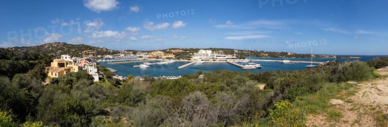 View to the harbour, panoramic view, Porto Cervo, Costa Smeralda, Sardinia, Italy, Europe