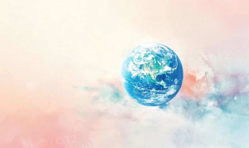 Earth globe against a pastel-colored background AI generated