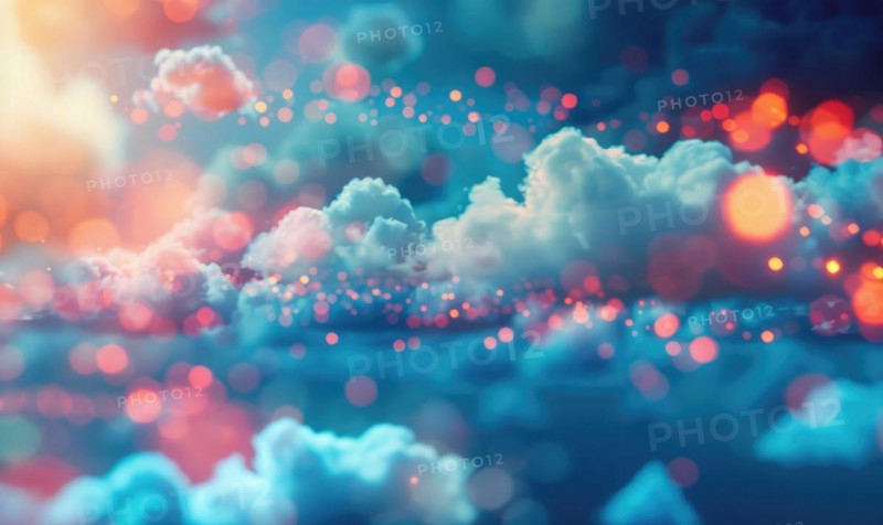 Cloud data storage concept with abstract digital clouds AI generated