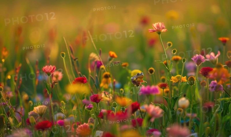 Closeup view of wildflowers in the meadow AI generated