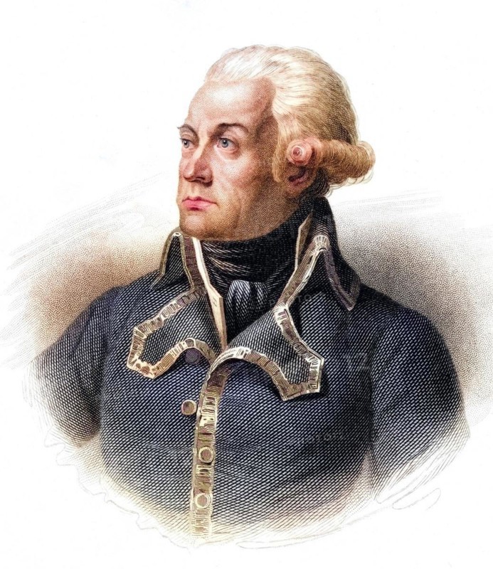 Charles-Francois du Perier du Mouriez, called Dumouriez (born 25 or 27 January 1739 in Cambrai, died 14 March 1823 in Turville Park near Henley-on-Thames), was a French general who, after initial successes in the First War of the Coalition, switched sides and committed treason from the Jacobin point of view, Historical, digitally restored reproduction from a 19th century original, Record date not stated