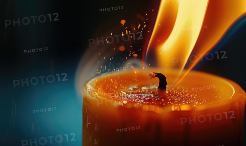 Close-up of a candle flame dancing in the breeze AI generated