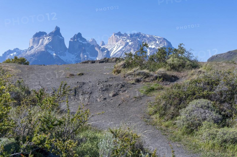 Lago Pehoe, mountain range of the Andes, Torres del Paine National Park, Parque Nacional Torres del Paine, Cordillera del Paine, Towers of the Blue Sky, Region de Magallanes y de la Antartica Chilena, Ultima Esperanza province, UNESCO biosphere reserve, Patagonia, end of the world, Chile, South America