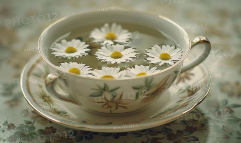 Chamomile tea served in a cozy cafe AI generated