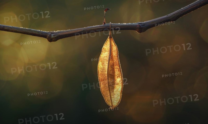 A close-up of a laburnum seed pod hanging from a branch AI generated