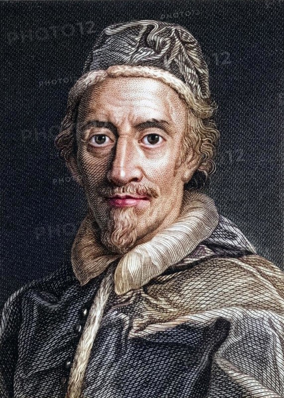 Pope Clement IX, 1600-1669 Pope 1667-1669, Original name Giulio Rospigliosi, Historical, digitally restored reproduction from a 19th century original, Record date not stated