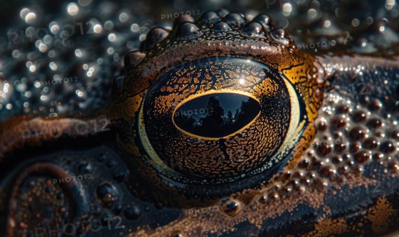 Extreme close-up of Rana arvalis eyes AI generated