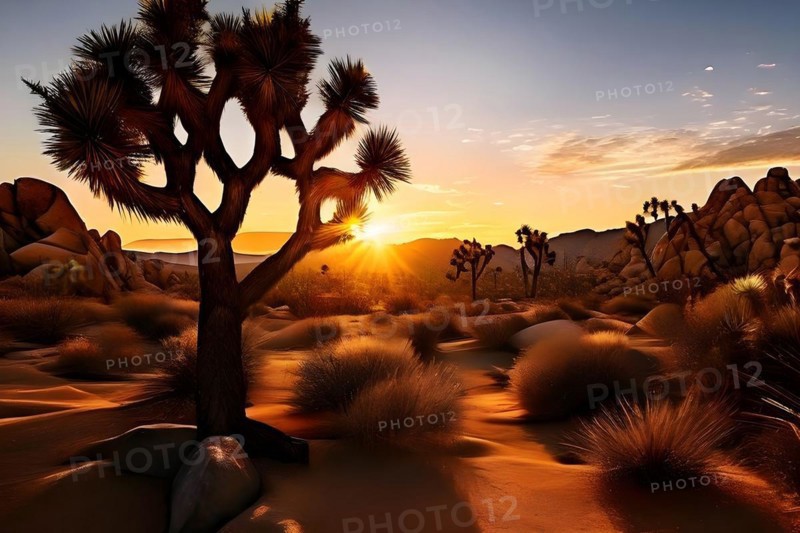 Joshua-tree in the Mojave desert, AI generated