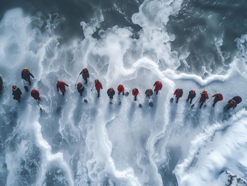 Lithium mining in a white salt lake in South America, AI generated