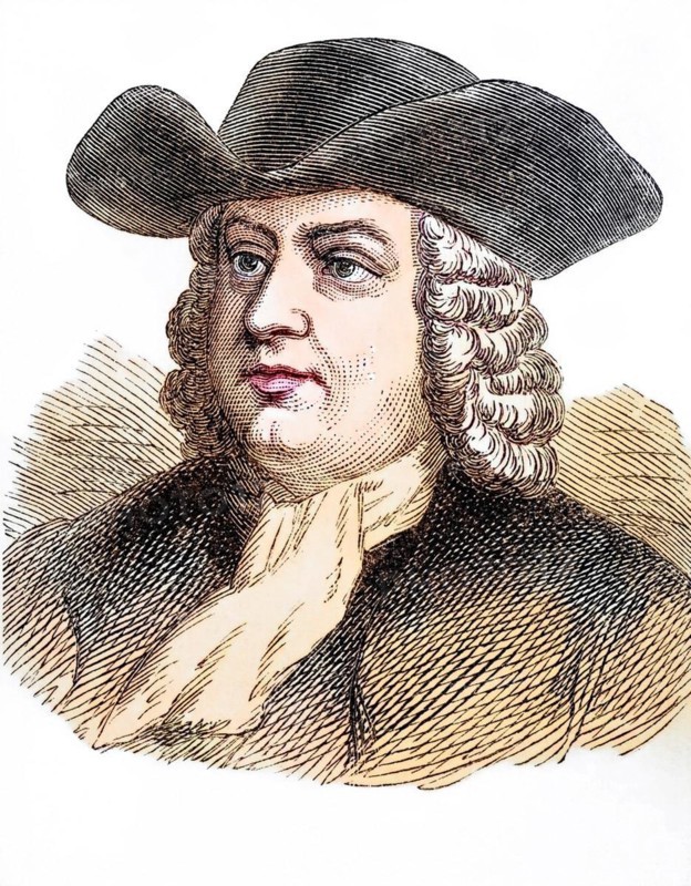 William Penn (born 14 October 1644 in London, died 30 July 1718 in Ruscombe, Berkshire) founded the colony of Pennsylvania in what is now the USA, Historical, digitally restored reproduction from a 19th century original, Record date not stated