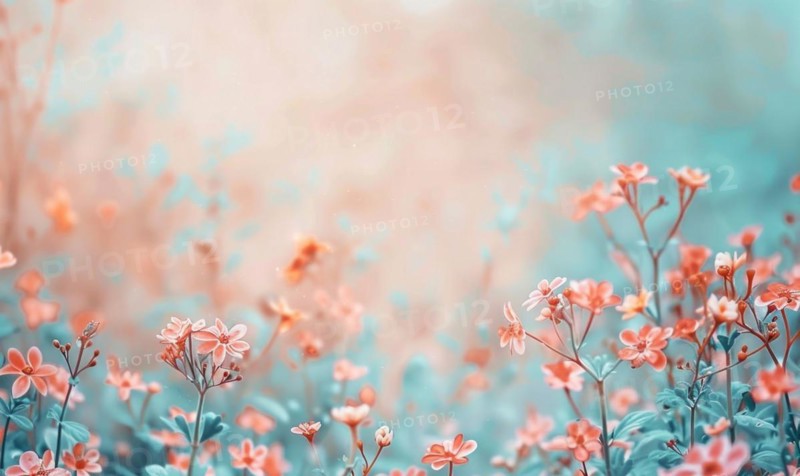 Watercolor flowers and lives, floral background space for text AI generated
