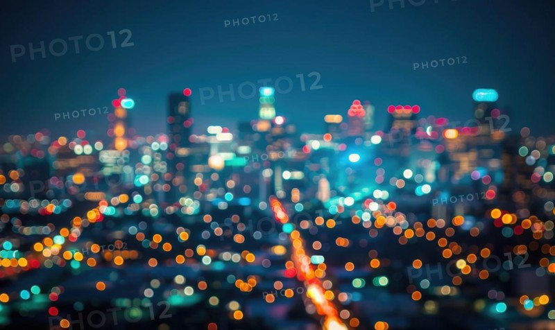 Bokeh lights creating an ethereal backdrop for a nighttime cityscape AI generated