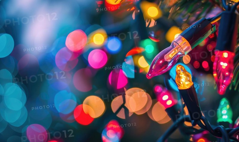 Close-up of colorful bokeh lights illuminating, festive night abstract background AI generated