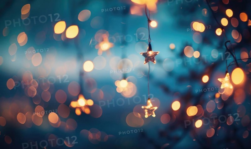 Bokeh lights twinkling like stars in a clear night sky, abstract background AI generated