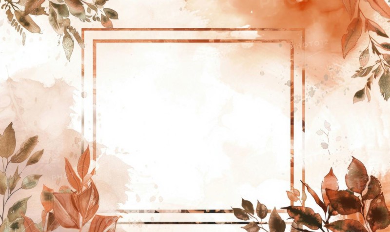 Copper frame on watercolor background, space for text AI generated