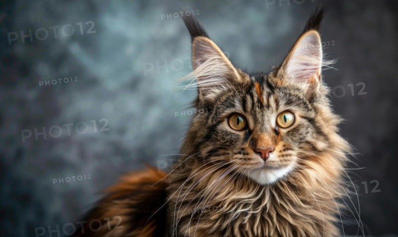 Maine Coon cat gazing curiously at the camera with a playful expression AI generated