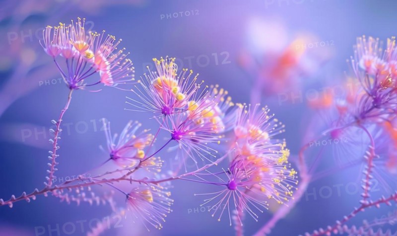Closeup view of violet blossoms AI generated