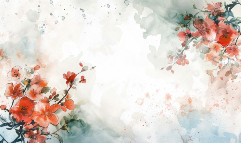Watercolor flowers and lives, floral background space for text AI generated