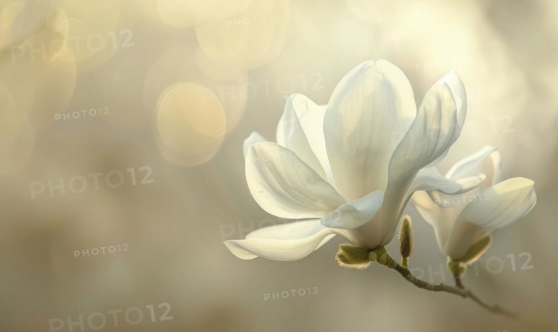 Close-up of a delicate magnolia blossom against a soft blurred background, floral background AI generated