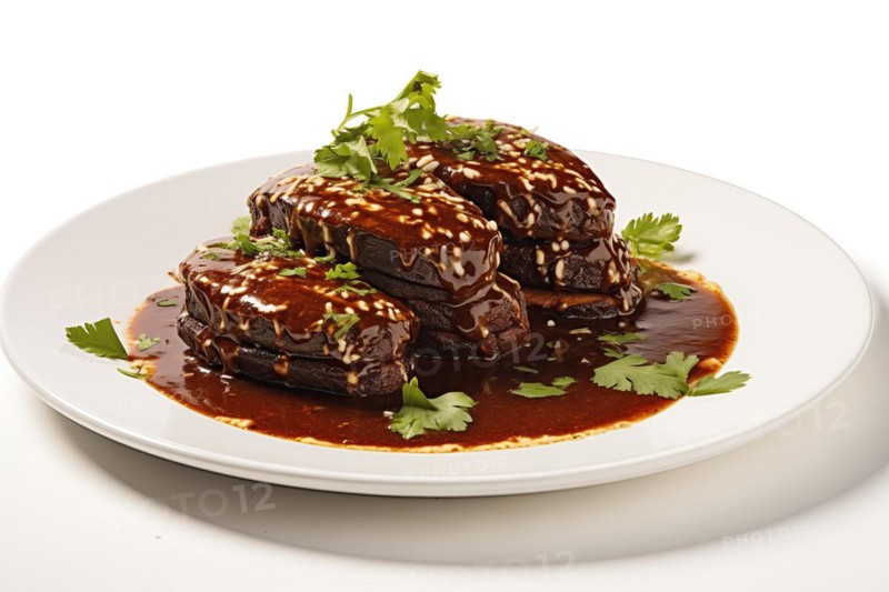 Savory Mole Enchiladas with Sesame Seeds and Cilantro, AI generated