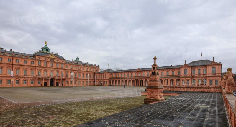 Court of honour baroque three-winged complex Rastatt Palace, former residence of the Margraves of Baden-Baden, Rastatt, Baden-Wuerttemberg, Germany, Europe